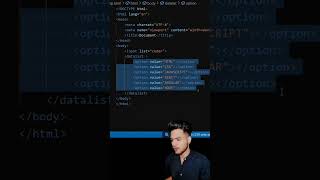 Auto suggestions in input tag of html #html #frontend #coding #programming #shorts #coder