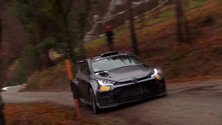 Tests Rallye Monte Carlo 2024 - Pierre Louis Loubet - Toyota Yaris Rally2 - Attack on wet road
