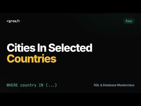 Cities In Selected Countries | SQL Interview Question (IN operator) | GrowAsEngineers