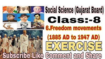 Std. 8 // Freedom movements (1885 AD to 1947 AD) Exercise // Lesson 6 // #vedbarot_#video