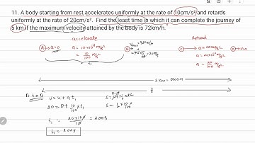 11. A body starting from rest accelerates uniformly at the rate of 10cm/s² and retards uniformly ...