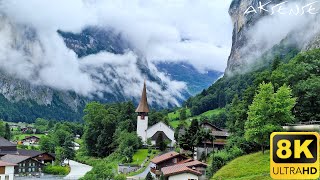 [8K] سويسرا - الجنة | قرية ووادي LAUTERBRUNNEN | فيديو بدقة 8K UHD