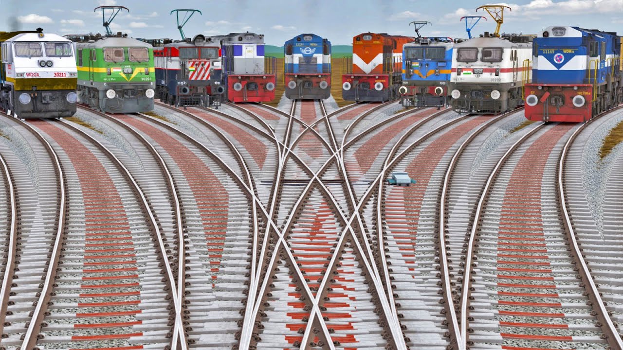 ALL TRAINS PASSING BY DIAMOND RAILROAD CROSSING | Train game | Train simulator