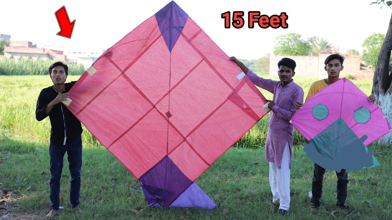 15 Feet Big Kite Flying Vs 2 Feet kite Flying Challenge YouTube