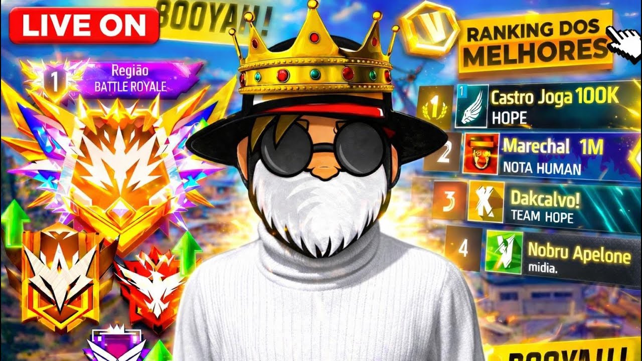 FREE FIRE AO VIVO 🔥 JOGANDO COM OS INSCRITOS 🔥 TOP REGIONAL 🔥 #FREEFIRE #CASTROJOGA #100K