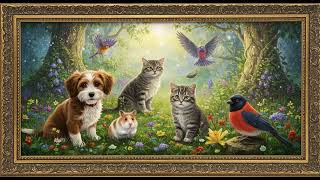 Frame TV Art - Framed Art Background: Forest Friends - Analyzing an Enchanting Animal Gathering screenshot 4