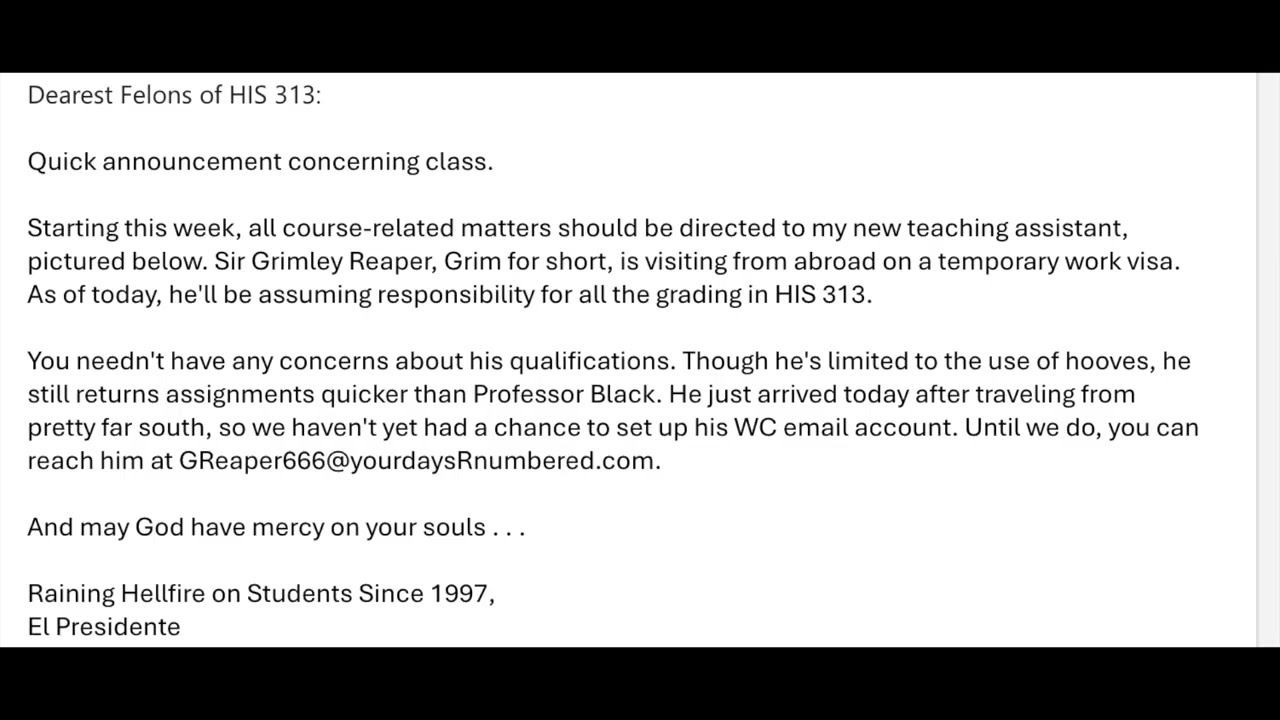 Dubbing an email I got from my professor PART FOUR