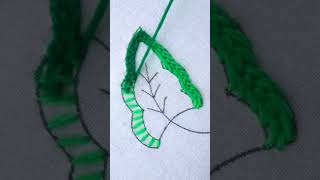 Super easy leaf embroidery! #shorts #embroidery #diy #satisfying #cute #viral #trending #tutorial