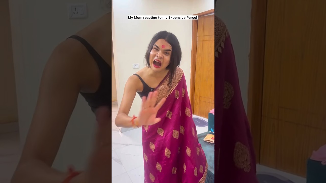 my mom reacting to my expensive parcel pt 2 #comedy #funny #meghranjani #shortsfeed #millionview #yt