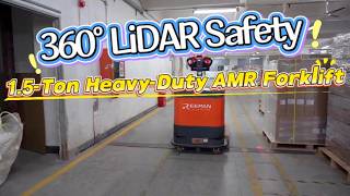 🚀 1.5-Ton Heavy-Duty AMR Forklift  | Auto-Elevator Navigation 🛗 & 360° LiDAR Safety