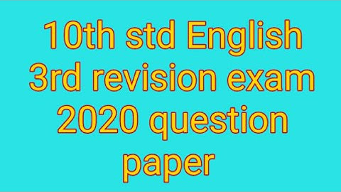 10th std English  third revision exam question paper 2020 || onlinekalvi || by sp