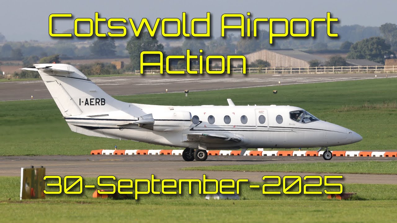 Наблюдение за самолётами в аэропорту Котсуолд | Pilatus PC24, Beechjet 400, Airbus H135, AW109 и ...