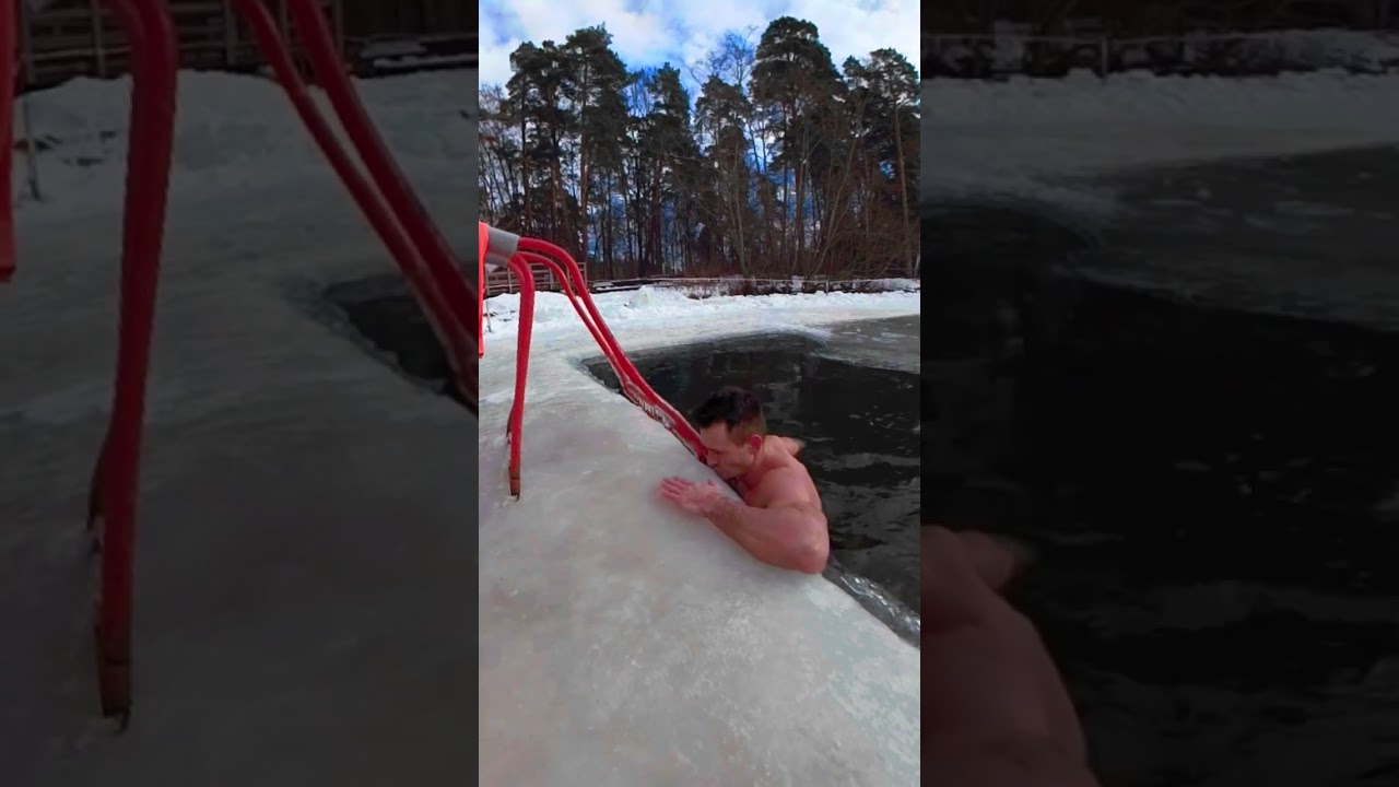 Плавание зимой после бега 