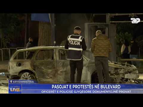 Skenë krimi në bulevard! Policia mbledh prova nga rrënojat pas protestës, Tirana në gjendje lufte