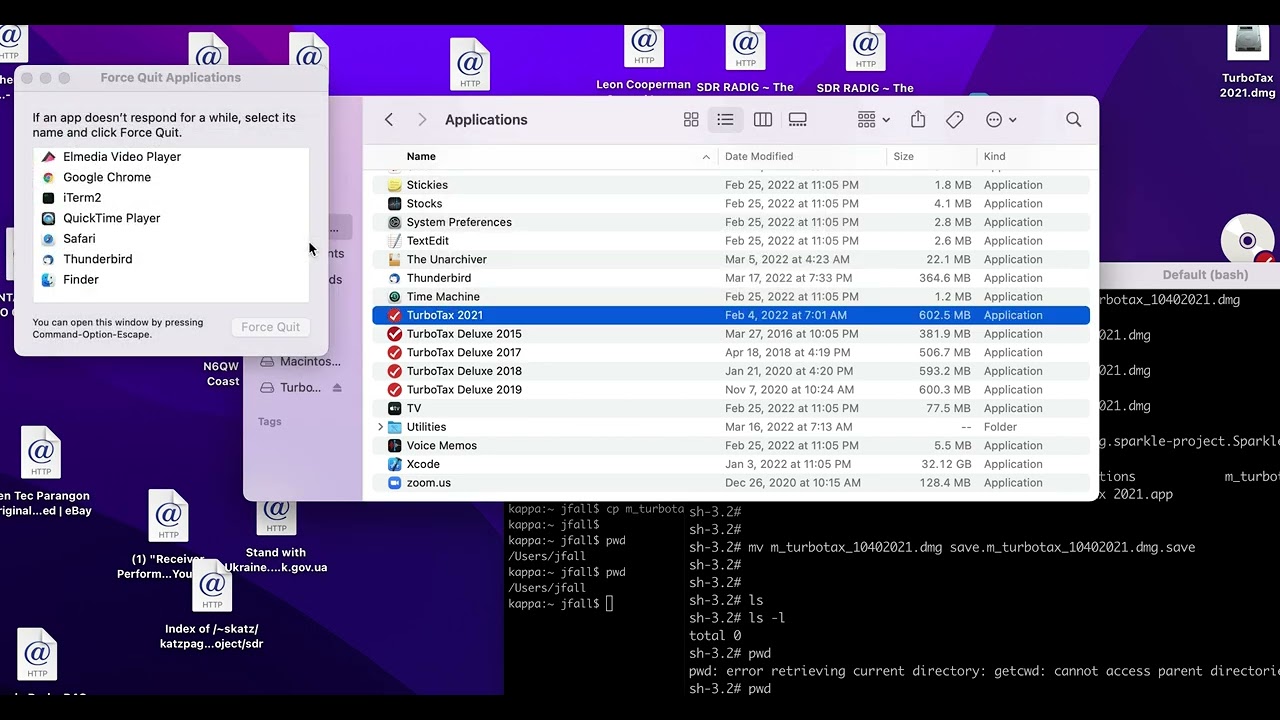 Turbotax 2021 MacOS How to capture the update .dmg file and use it to fix Turbotax 2021 on MacOS