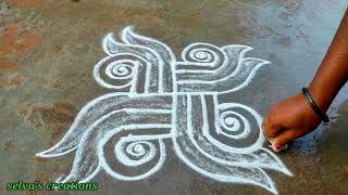 Aadipooram kolam/aadivellikolam /fridaykolam /easy rangoli design/simple padikolam/beautiful kolam