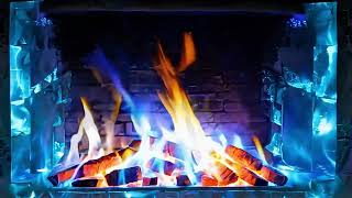 Modern Ice and Fire Fireplace 4K (10 HOURS) Relaxing Blue and Orange Flames Yule log