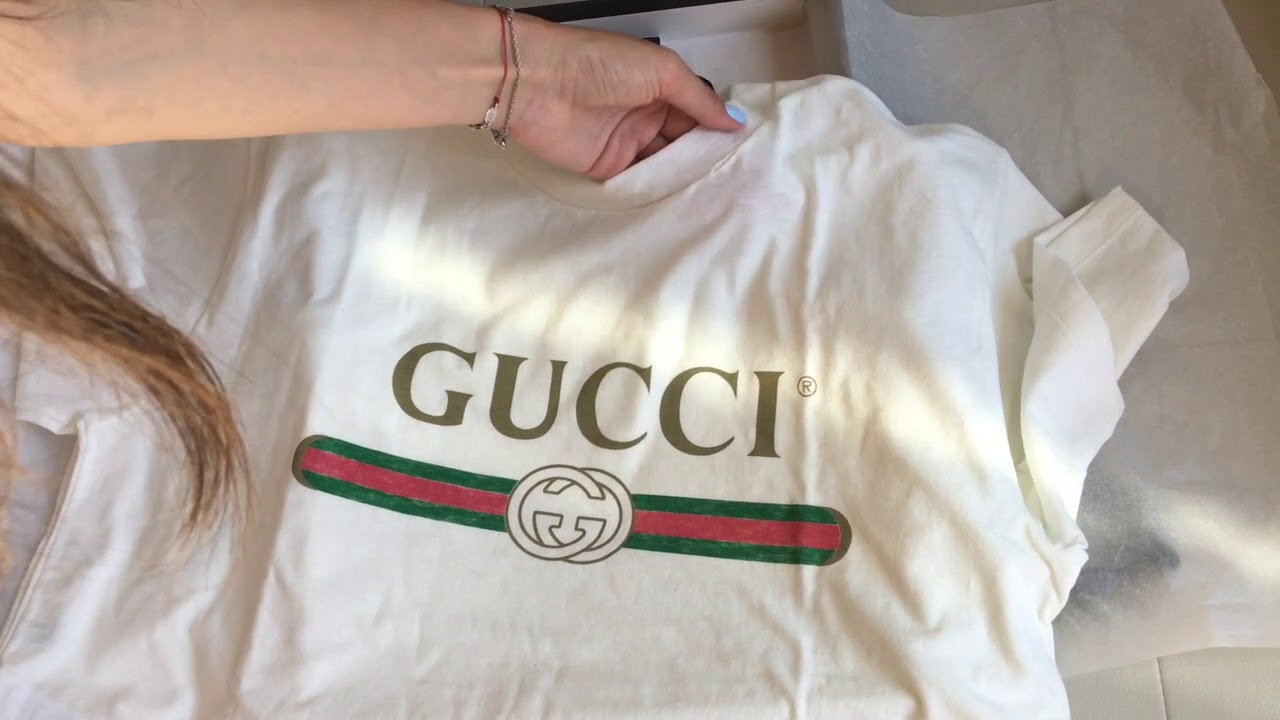 Gucci logo cotton T-shirt Unboxing - YouTube