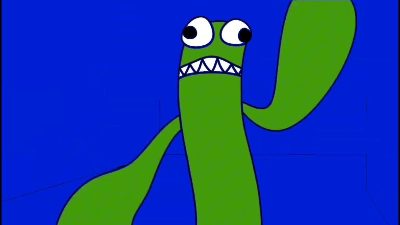 Rainbow Friends Green flailing his arms around (Blue Screen)