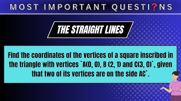 Find the coordinates of the vertices of a square inscribed in the triangle with vertices `A(0,......