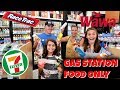 We ATE Only GAS STATION Food For 24 HOURS! HARDEST CHALLENGE | Emma and Ellie