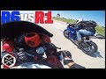 Yamaha R6 vs R1 - RACE! **he hit 170mph**
