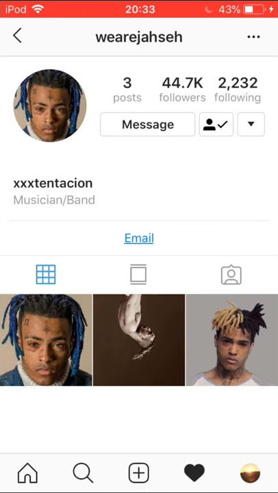 The real Instagram account of XXXtentacion just followed me
