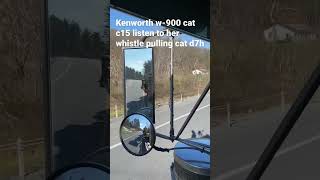 Kw w900 cat c15 pulling cat d7h dozer on witzco lowboy turbo whistle faith no more epic .hell yea!