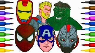 Avengers Coloring Pages & Superheroes Art – How to Color Marvel Team Faces!