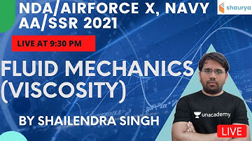 Fluid Mechanics (Viscosity) | Target NDA Air Force Group X  Navy AA/SSR | Shailendra Singh