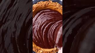This Chocolate & Peanut Butter Pretzel Tart is a sweet,salty no bake dessert asmr trending shorts