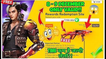 FREE FIRE REDEEM CODE TODAY 9 DECEMBER |FF REWARDS REDEEM CODE | FF REDEEM CODE TODAY 9 DECEMBER