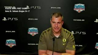FIESTA BOWL POST GAME;  Oregon Coach Mario Cristobal Addresses the Media After the Game