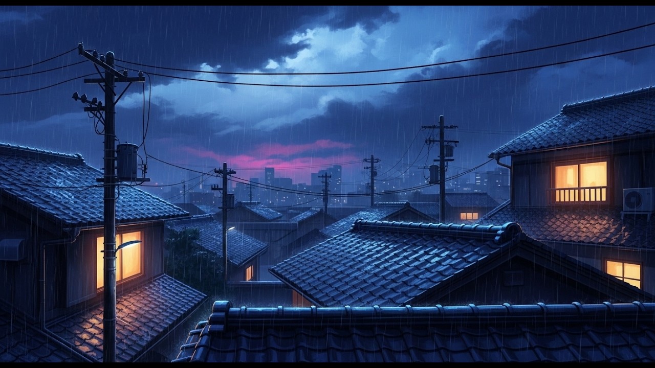 Lofi Rain Beats 🌸 Old Japanese City 1980s 🌧️ Relaxing Sleep & Chill Mix