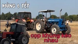 Mùng 6 tết hội máy cày tây ninh giao lưu kéo co với nhau Ford 7600 gác máy khủng kéo Belarus 892