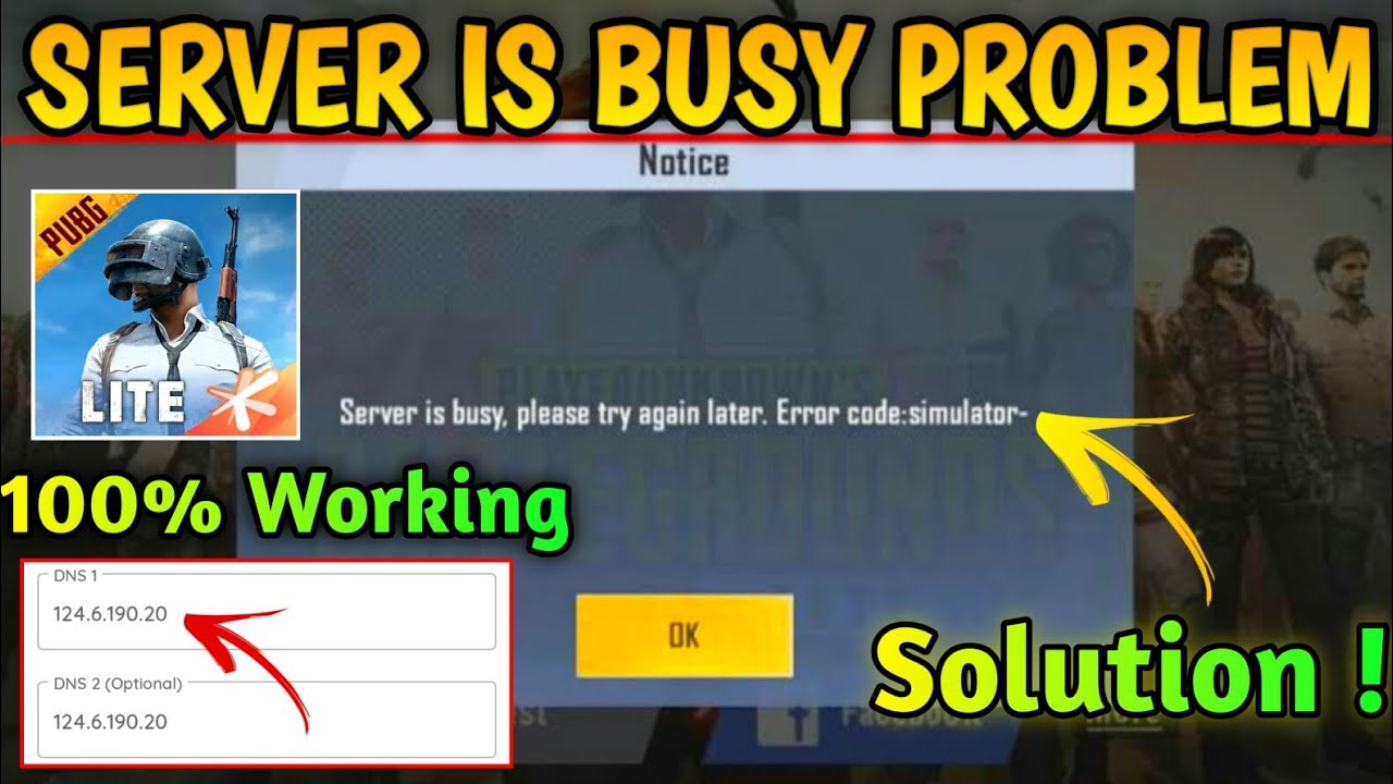 Server Is Busy Please Try Again Later Problem Solution Pubg Mobile Lite Pubg Lite Server Problem Youtube