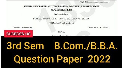 BASIC NUMERICAL SKILLS        |        3rd Sem   B.Com./B.B.A.     Question Paper   2022 #calicut