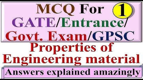 MCQ-Mechanical|GATE|GPSC|Govt.Exam|1|Objective Questions|Properties of materials|