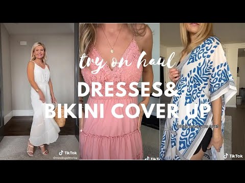 2022 dresses and beach cover ups try on haul tiktok video compilation with links