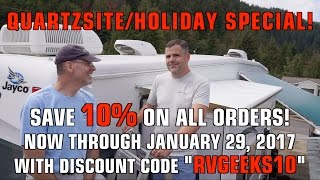 DOUBLE Slide Topper & Awning Discounts, Installation Tips + Quartzsite Appearance
Tyler from Tough Top Awnings is here with us to share a couple of tips for replacing slide topper and awning fabric, and to announce that well all be in Quartzsite, AZ for the big January, 2017 RV show.
Tyler will again be installing slide toppers during the show. If youve watched our DIY videos, but have decided that youd rather not do it yourself, heres your chance to have it done for you by one of the foremost professionals in the business.
SPECIAL DOUBLE DISCOUNT FOR A LIMITED TIME!
From now until the end of the Quartzsite RV show, Tough Top Awnings will be offering a Quartzsite/Holiday DOUBLE discount for RVgeeks viewers. Use the Discount Code RVGEEKS10 to get a 10% discount on your entire order at http://ToughTopAwnings.com
You can use the code for phone orders, too! That goes for ALL orders placed between today and the end of the show (1/29/17), whether you have your slide toppers installed at the show or not.
Of course our usual 5% discount code RVGEEKSROCK will be back in effect immediately after the Quartzsite show.
Well be providing updates on exact dates, times and location where well be appearing via blog posts on our website. If you havent already done so, be sure to subscribe if youd like to get updates on meeting us this winter in the AZ desert:
http://TheRVgeeks.com/subscribe
Over the years, Tyler has replaced more slide toppers and awnings than he could possibly count, and he can make your worn out toppers like new in no time. If youd like to order your fabric in advance, contact him through the Tough Top Awnings Website to place your order and let him know youll be coming to Quartzsite for installation. Hell bring your slide toppers to the 2017 RV show (January 21-29, 2017) and install them for you.
http://toughtopawnings.com
If youre not able to make it to the show this year, you can always have Tyler do your installation at their new facility right outside Vancouver, WA (just north of Portland, OR) on your way up or down I-5. And back at the shop, he can do awning replacements, too. ;-)
Well be joining Tyler in Quartzsite for at least part of the show. If youd like to meet TheRVgeeks, just drop us a note through our website, and well be sure to let you know exactly where well be (as soon as we find out). :)
Replacing awning & slide topper fabric is our favorite DIY RV project. Its surprisingly manageable, saves $$, with better results.
View our complete playlist of awning & slide topper videos:
https://www.youtube.com/playlist?list=PL57sd9ryLVgP-X_YuOjJEe54-33SZCVKH
TYPICAL TOOLS REQUIRED FOR REPLACING AWNING & SLIDE TOPPER FABRIC, AVAILABLE ON AMAZON:
Locking Oil Filter Wrench: http://amzn.to/2BDI3Or
Folding 7 Step Ladder: http://amzn.to/2np3YnH
Dewalt Cordless Drill: http://amzn.to/2DIv2Fb
Tape Measure: http://amzn.to/2DW1wiz
Silicone Spray: http://amzn.to/2BCuPBF
Utility Knife: http://amzn.to/2DYbdNq
Pop Rivet Tool: http://amzn.to/2BCfcu9
Pop Rivets: http://amzn.to/2DKvDGD
Cable Ties - 11: http://amzn.to/2nl71gy
8 Wire Cutters: http://amzn.to/2DL6AmK
10 Flat File: http://amzn.to/2DMYNFa
Torx Bit Set: http://amzn.to/2nnnqkE
Join us at http://TheRVgeeks.com for more great RVing content!
Full-Time RVers since April, 2003, we share DIY (do it yourself) RV maintenance, repair, travel, upgrade and operational tips & tricks.
Many RVers are eager to learn more about using, maintaining and caring for their rigs. We hope our experience can help others go DIY, saving time & money, plus the satisfaction of a job well done.
Were handy RVers, not professional technicians. Were happy with the techniques and products we use, but be sure to confirm that all methods and materials you use are compatible with your equipment and abilities. Regardless of what we recommend, consult a professional if youre unsure about working on your RV. Any task you perform or product you purchase based on any information we provide is strictly at your own risk.
We sometimes receive products for evaluation at no cost, and The RVgeeks participate in the Amazon Services LLC Associates Program, an affiliate advertising program designed to provide a means for sites to earn advertising fees by advertising and linking to Amazon.com. But our opinions are our own, you won’t pay an extra penny, and we only link to products we personally use, love and can recommend to friends with complete confidence.
Comments welcome! Thanks for watching! Dont forget to subscribe! #RVLIFE #RVDIY #RVLIVING #FULLTIMERV #RVREPAIR #RVMAINTENANCE #RVMODS #RVUPGRADES #RVTRAVEL #DIYRV #RVGEEKS DOUBLE Slide Topper & Awning Discounts, Installation Tips + Quartzsite Appearance