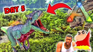 SHINCHAN AND I TRYING TO TAME T-REX in ARK SURVIVAL BATTLE EVOLVED IN HINDI DAY 5 | T REX DINOSAUR