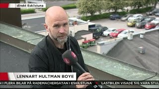 Vansinnesfärd i Eskilstuna - Polisens bombgrupp undersöker lastbilen - Nyheterna (TV4)