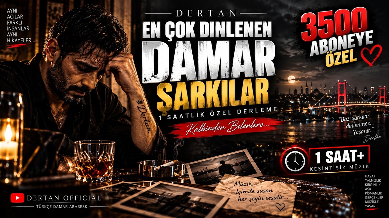 3800 Aboneye Özel ❤️ DERTAN En Çok Dinlenen Damar Şarkılar | 1 Saatlik Arabesk Derleme