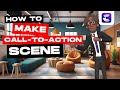 Call to action scene with 3d characters