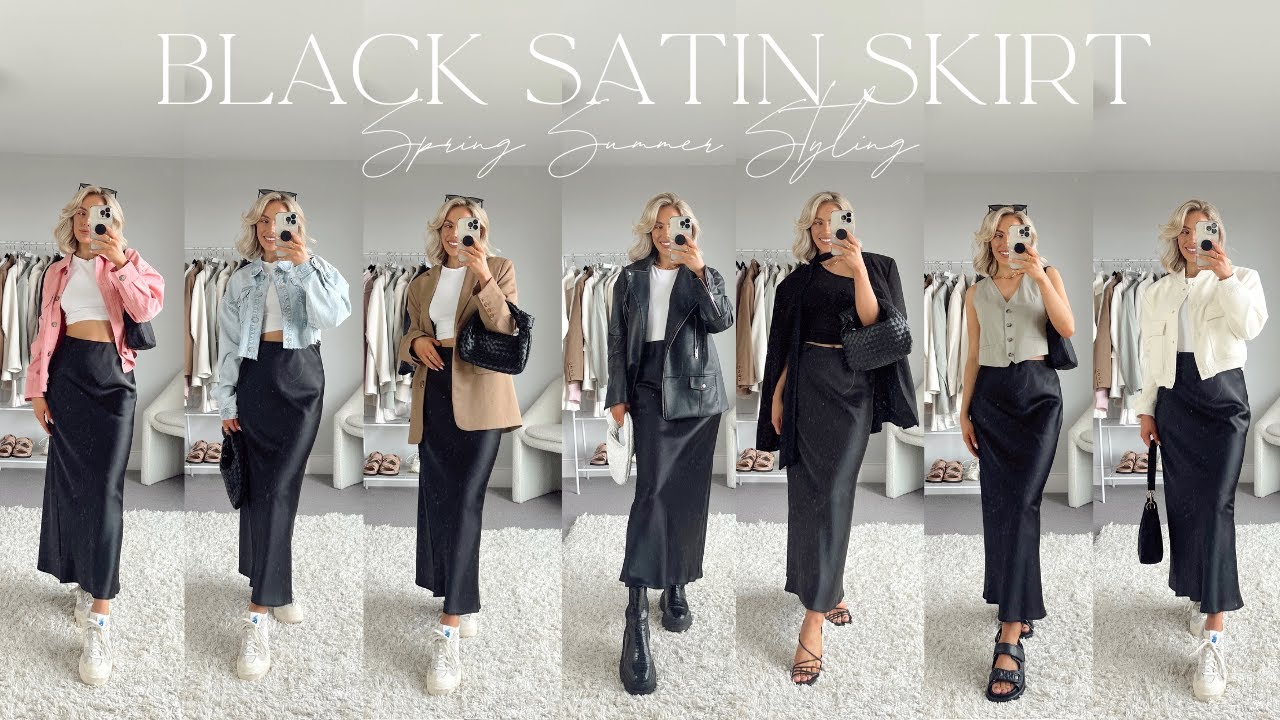 Satin Skirt Ways To Wear, Black Satin Skirt Outfits! Spring Styling! |  India Moon - Youtube