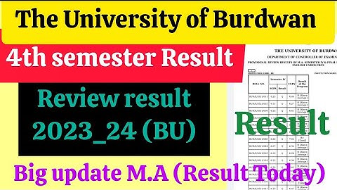 4th semester Review Results 2023_24 || Burdwan University Review Results M.A/M.Sc Result BU