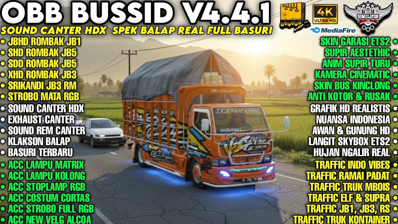 OBB BUSSID V4.4.1‼️SOUND CANTER HDX SPEK BALAP REAL | ACC BUS FULL MBOIS LAMPU MATRIX | GRAFIK ETS2