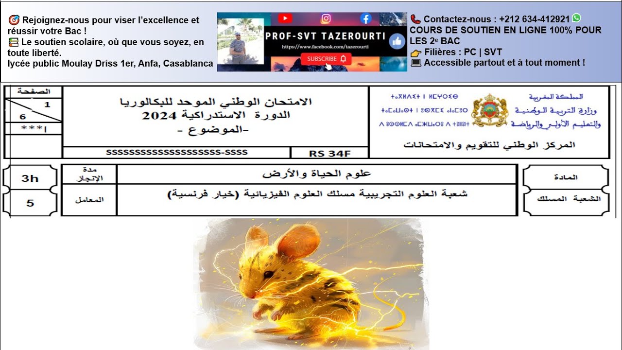 2 BAC Examen national 2024 PC RATT/les lois statistiques de la transmission des caractères/SVT/PC/SM