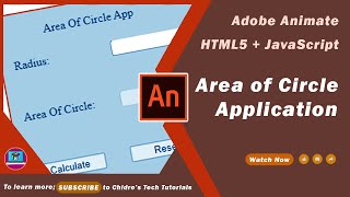 Area of a Circle Calculator in Adobe Animate + HTML5 Canvas + JavaScript 🚀 screenshot 1