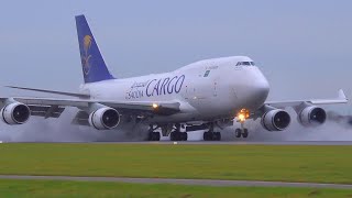 SPECTACULAR HEAVY WET LANDINGS & TAKE OFFS | Amsterdam Schiphol Airport